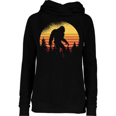 Retro Bigfoot Believer Silhouette Sasquatch Hide And Seek Womens Funnel Neck Pullover Hood