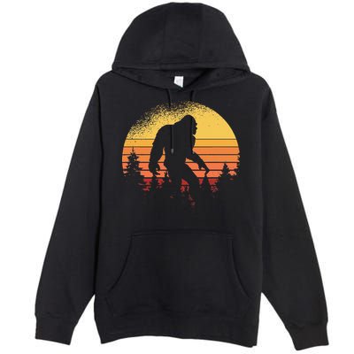 Retro Bigfoot Believer Silhouette Sasquatch Hide And Seek Premium Pullover Hoodie