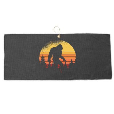 Retro Bigfoot Believer Silhouette Sasquatch Hide And Seek Large Microfiber Waffle Golf Towel