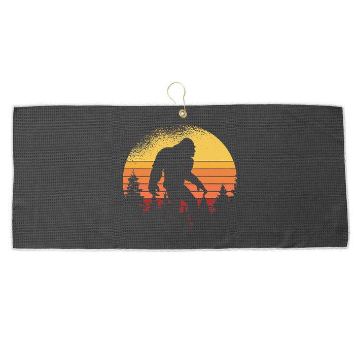 Retro Bigfoot Believer Silhouette Sasquatch Hide And Seek Large Microfiber Waffle Golf Towel