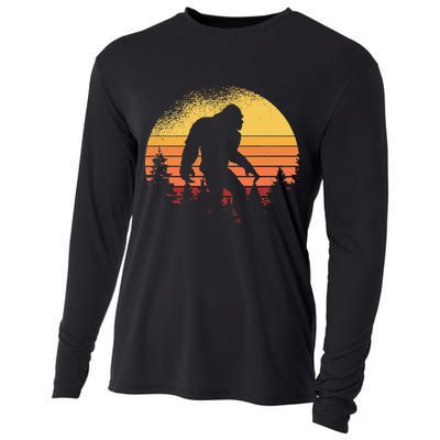 Retro Bigfoot Believer Silhouette Sasquatch Hide And Seek Cooling Performance Long Sleeve Crew