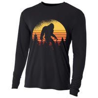 Retro Bigfoot Believer Silhouette Sasquatch Hide And Seek Cooling Performance Long Sleeve Crew
