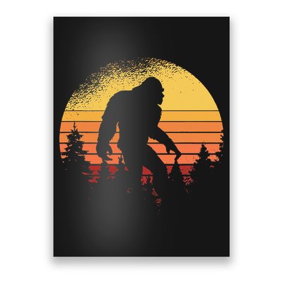 Retro Bigfoot Believer Silhouette Sasquatch Hide And Seek Poster