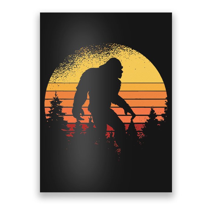 Retro Bigfoot Believer Silhouette Sasquatch Hide And Seek Poster