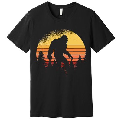 Retro Bigfoot Believer Silhouette Sasquatch Hide And Seek Premium T-Shirt