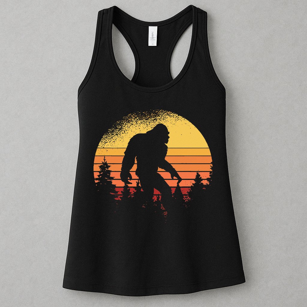 Retro Bigfoot Believer Silhouette Sasquatch Hide And Seek Womens Tank Top