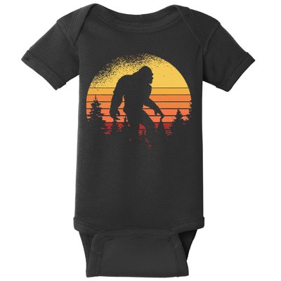 Retro Bigfoot Believer Silhouette Sasquatch Hide And Seek Baby Bodysuit