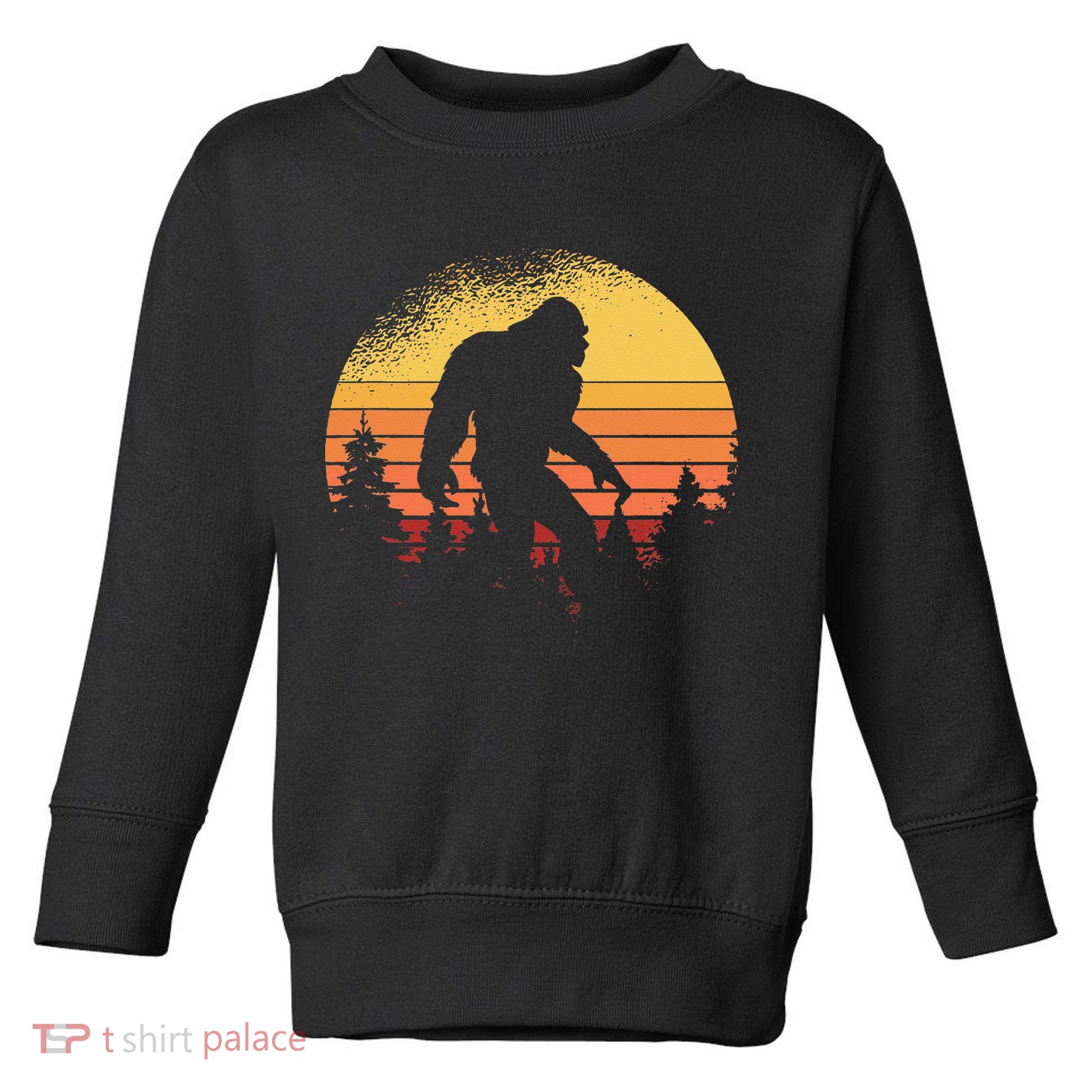 Retro Bigfoot Believer Silhouette Sasquatch Hide And Seek Toddler Sweatshirt