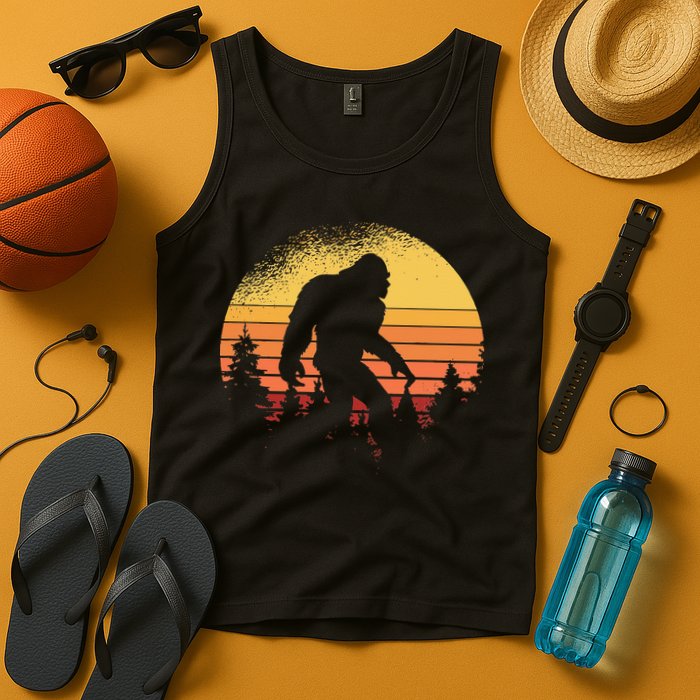 Retro Bigfoot Believer Silhouette Sasquatch Hide And Seek Tank Top