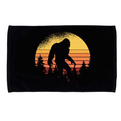 Retro Bigfoot Believer Silhouette Sasquatch Hide And Seek Microfiber Hand Towel