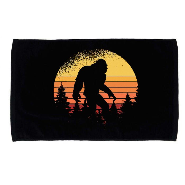 Retro Bigfoot Believer Silhouette Sasquatch Hide And Seek Microfiber Hand Towel