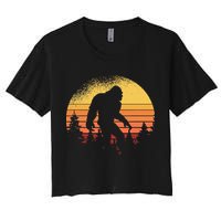 Retro Bigfoot Believer Silhouette Sasquatch Hide And Seek Crop Top