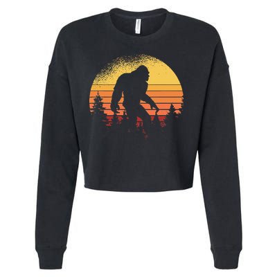 Retro Bigfoot Believer Silhouette Sasquatch Hide And Seek Cropped Pullover Crew