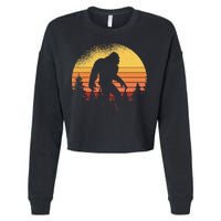 Retro Bigfoot Believer Silhouette Sasquatch Hide And Seek Cropped Pullover Crew