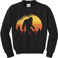 Retro Bigfoot Believer Silhouette Sasquatch Hide And Seek Kids Sweatshirt