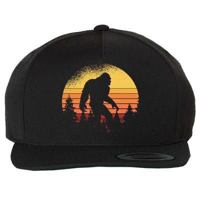 Retro Bigfoot Believer Silhouette Sasquatch Hide And Seek Wool Snapback Cap