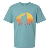 Retro Bigfoot Believer Silhouette Sasquatch Hide And Seek Sueded Cloud Jersey T-Shirt