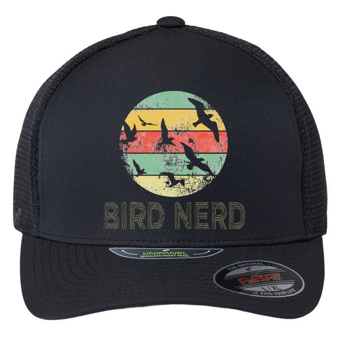 Retro Birding Bird Watching Nerd Funny Bird Watcher Flexfit Unipanel Trucker Cap