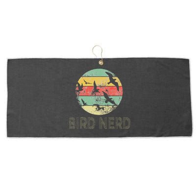 Retro Birding Bird Watching Nerd Funny Bird Watcher Large Microfiber Waffle Golf Towel