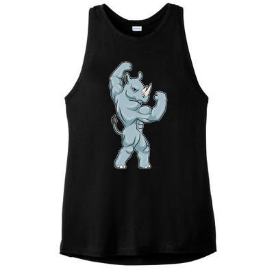 Rhino Bodybuilder Bodybuilding Sports Gift Ladies PosiCharge Tri-Blend Wicking Tank