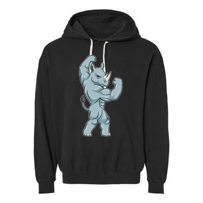 Rhino Bodybuilder Bodybuilding Sports Gift Garment-Dyed Fleece Hoodie