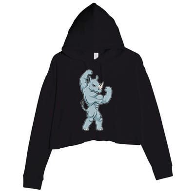 Rhino Bodybuilder Bodybuilding Sports Gift Crop Fleece Hoodie