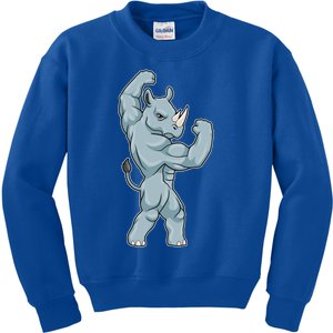 Rhino Bodybuilder Bodybuilding Sports Gift Kids Sweatshirt