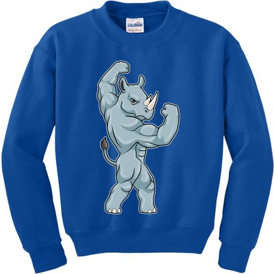Rhino Bodybuilder Bodybuilding Sports Gift Kids Sweatshirt