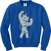 Rhino Bodybuilder Bodybuilding Sports Gift Kids Sweatshirt