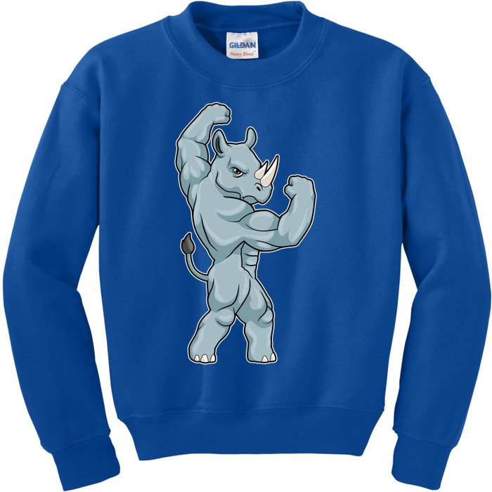 Rhino Bodybuilder Bodybuilding Sports Gift Kids Sweatshirt