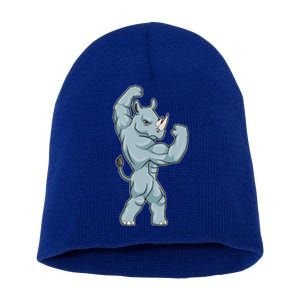 Rhino Bodybuilder Bodybuilding Sports Gift Short Acrylic Beanie