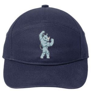 Rhino Bodybuilder Bodybuilding Sports Gift 7-Panel Snapback Hat