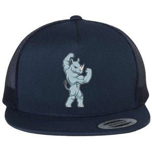 Rhino Bodybuilder Bodybuilding Sports Gift Flat Bill Trucker Hat