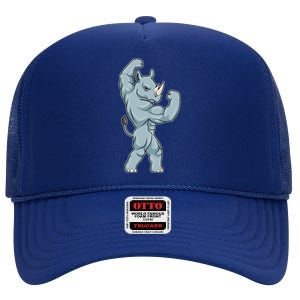 Rhino Bodybuilder Bodybuilding Sports Gift High Crown Mesh Back Trucker Hat