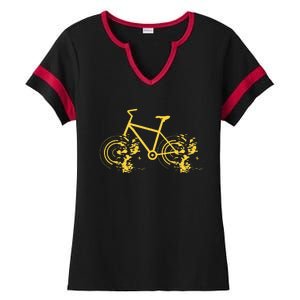 Riding Bike Bicycle Fast Cycling Road Silhouette Ladies Halftime Notch Neck Tee