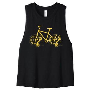 Riding Bike Bicycle Fast Cycling Road Silhouette Women's Racerback Cropped Tank