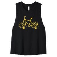 Riding Bike Bicycle Fast Cycling Road Silhouette Women's Racerback Cropped Tank