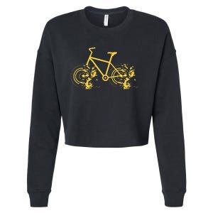 Riding Bike Bicycle Fast Cycling Road Silhouette Cropped Pullover Crew