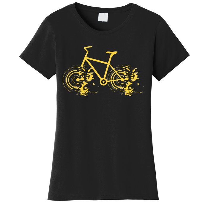 Riding Bike Bicycle Fast Cycling Road Silhouette Women's T-Shirt