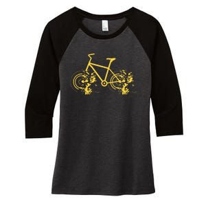 Riding Bike Bicycle Fast Cycling Road Silhouette Women's Tri-Blend 3/4-Sleeve Raglan Shirt