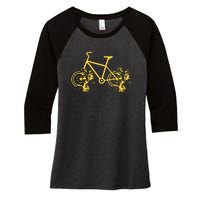 Riding Bike Bicycle Fast Cycling Road Silhouette Women's Tri-Blend 3/4-Sleeve Raglan Shirt