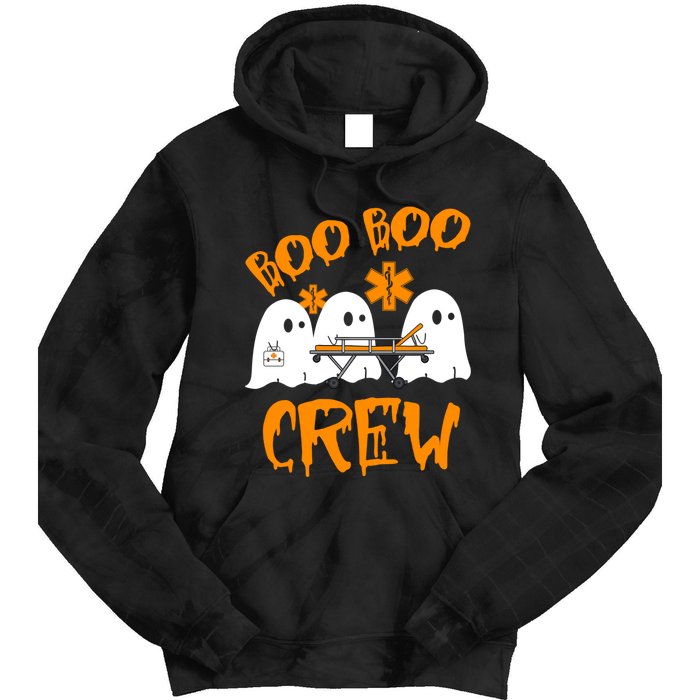 Retro Boo Boo Crew Halloween Nurse Ghost Paramedic Tie Dye Hoodie