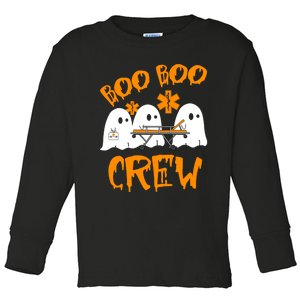 Retro Boo Boo Crew Halloween Nurse Ghost Paramedic Toddler Long Sleeve Shirt