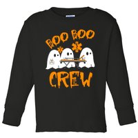 Retro Boo Boo Crew Halloween Nurse Ghost Paramedic Toddler Long Sleeve Shirt