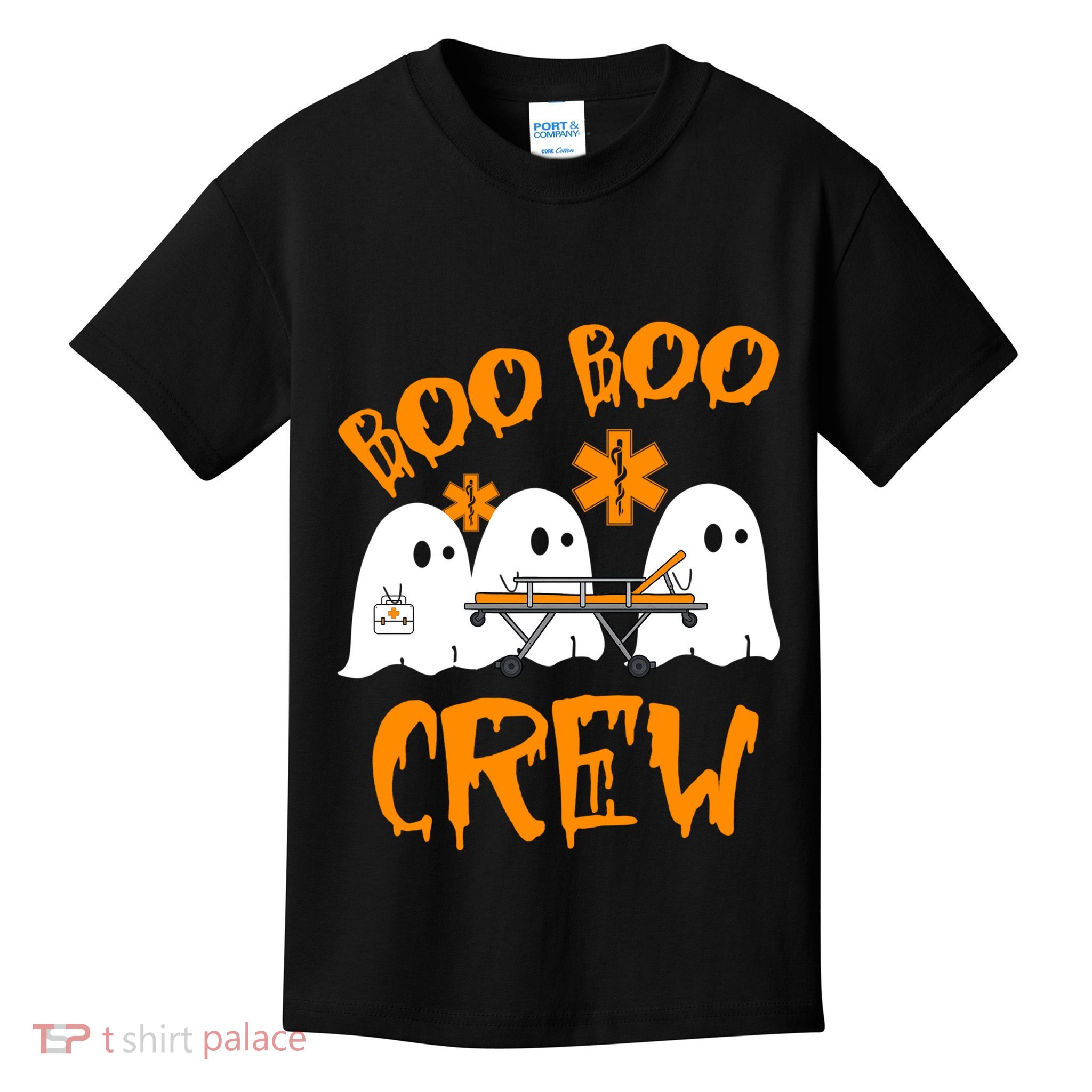 Retro Boo Boo Crew Halloween Nurse Ghost Paramedic Kids T-Shirt