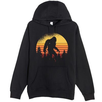 Retro Bigfoot Believer Silhouette Sasquatch Hide And Seek Premium Pullover Hoodie
