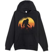 Retro Bigfoot Believer Silhouette Sasquatch Hide And Seek Premium Pullover Hoodie