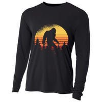 Retro Bigfoot Believer Silhouette Sasquatch Hide And Seek Cooling Performance Long Sleeve Crew