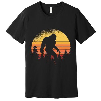 Retro Bigfoot Believer Silhouette Sasquatch Hide And Seek Premium T-Shirt
