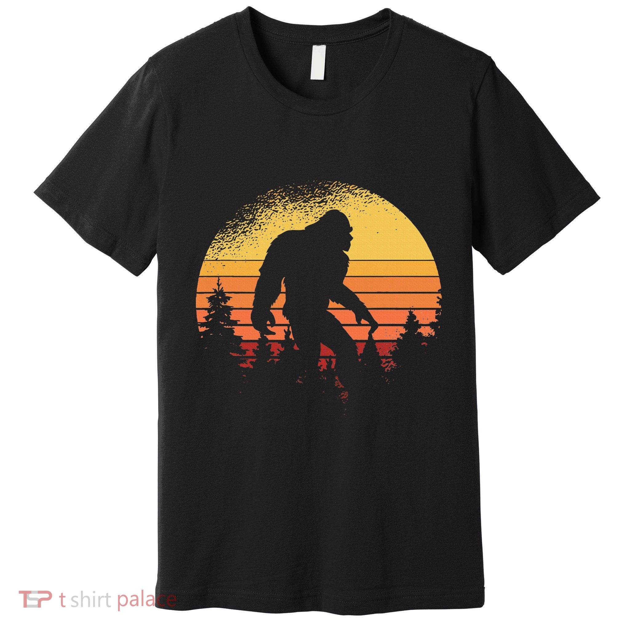 Retro Bigfoot Believer Silhouette Sasquatch Hide And Seek Premium T-Shirt